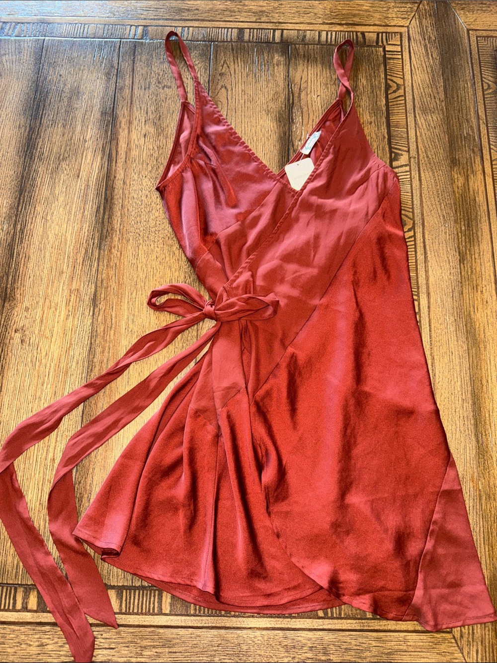Silky Wrap Chemise Slip Dress - Burgundy